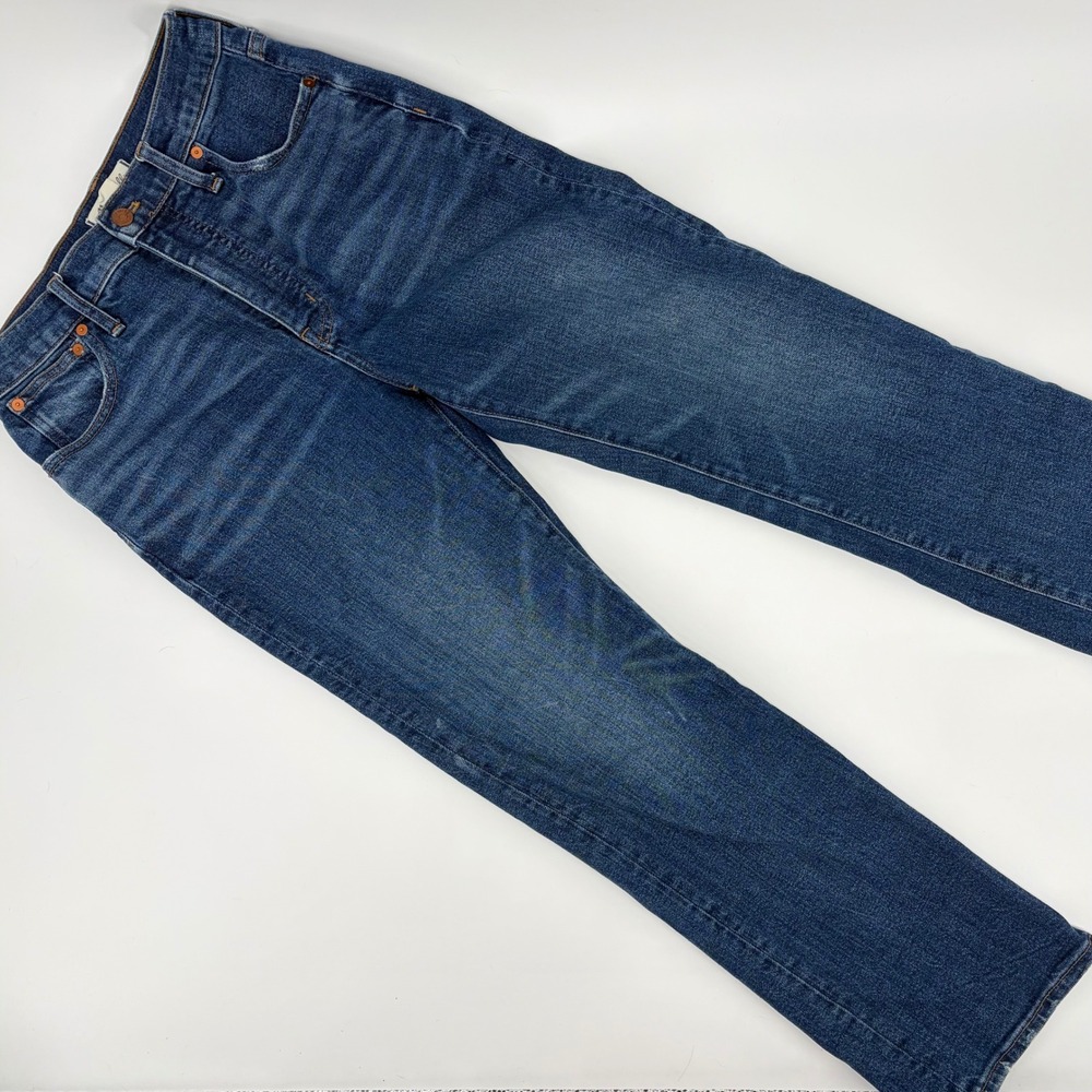 Madewell Slim Demi-Boot Jeans Women 27 Dark Wash High Rise Flare Distressed Hem